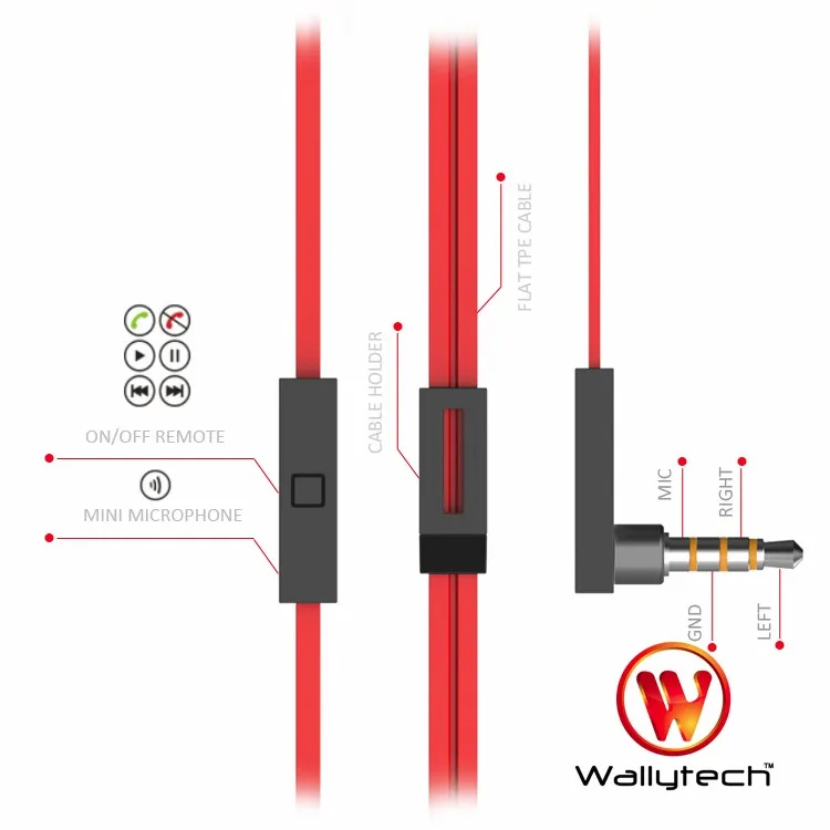 Wallytech orginal metal earphone WHF-125 MIC