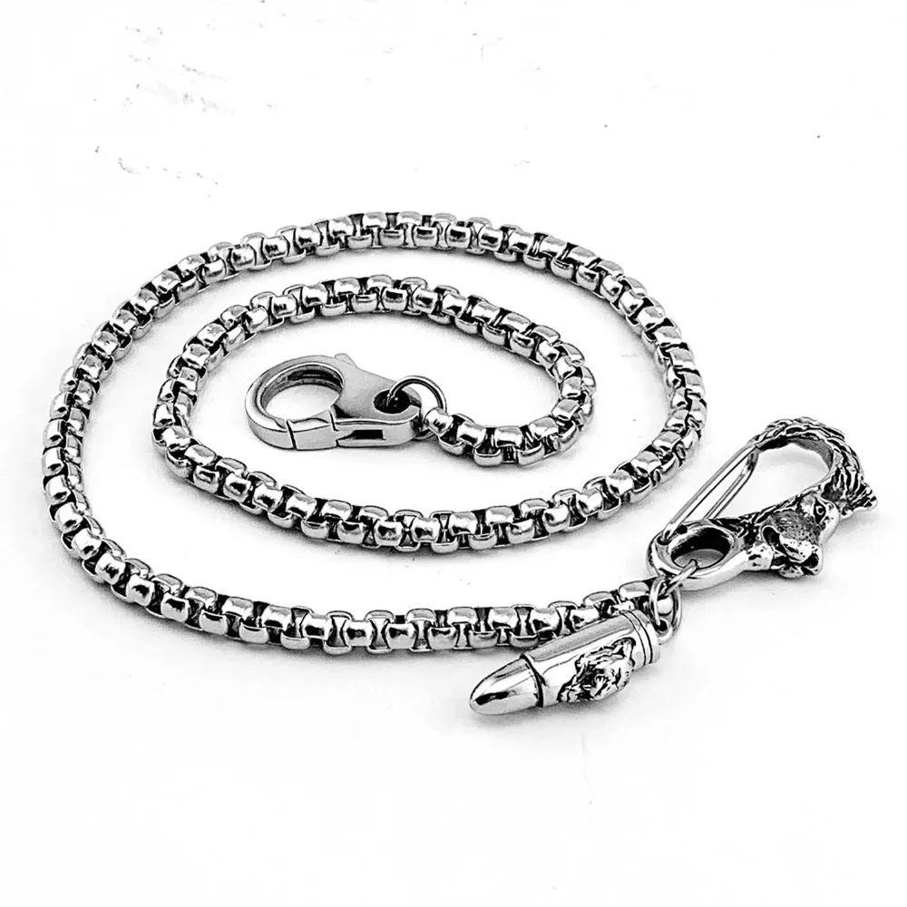 

Bling Stainless steel Loin Head Clasp Wallet Chain Jeans Trousers Key Chain