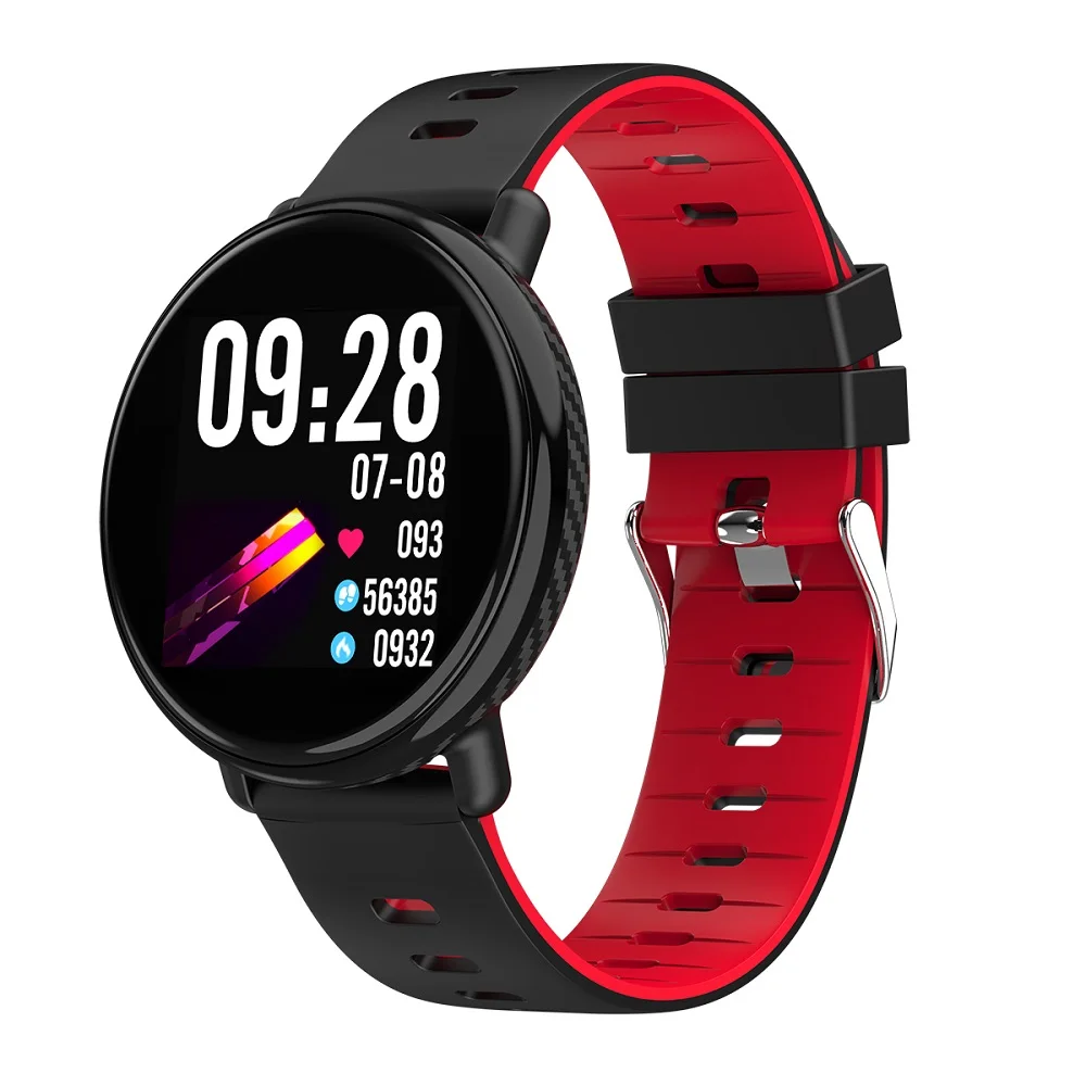 SENBON 2.5D полный Сенсорный экран умные часы IP68 Водонепроницаемый монитор сердечного ритма для женщин мужчин Smartwatch для IOS Android huawei чехол для телефона - Цвет: Red