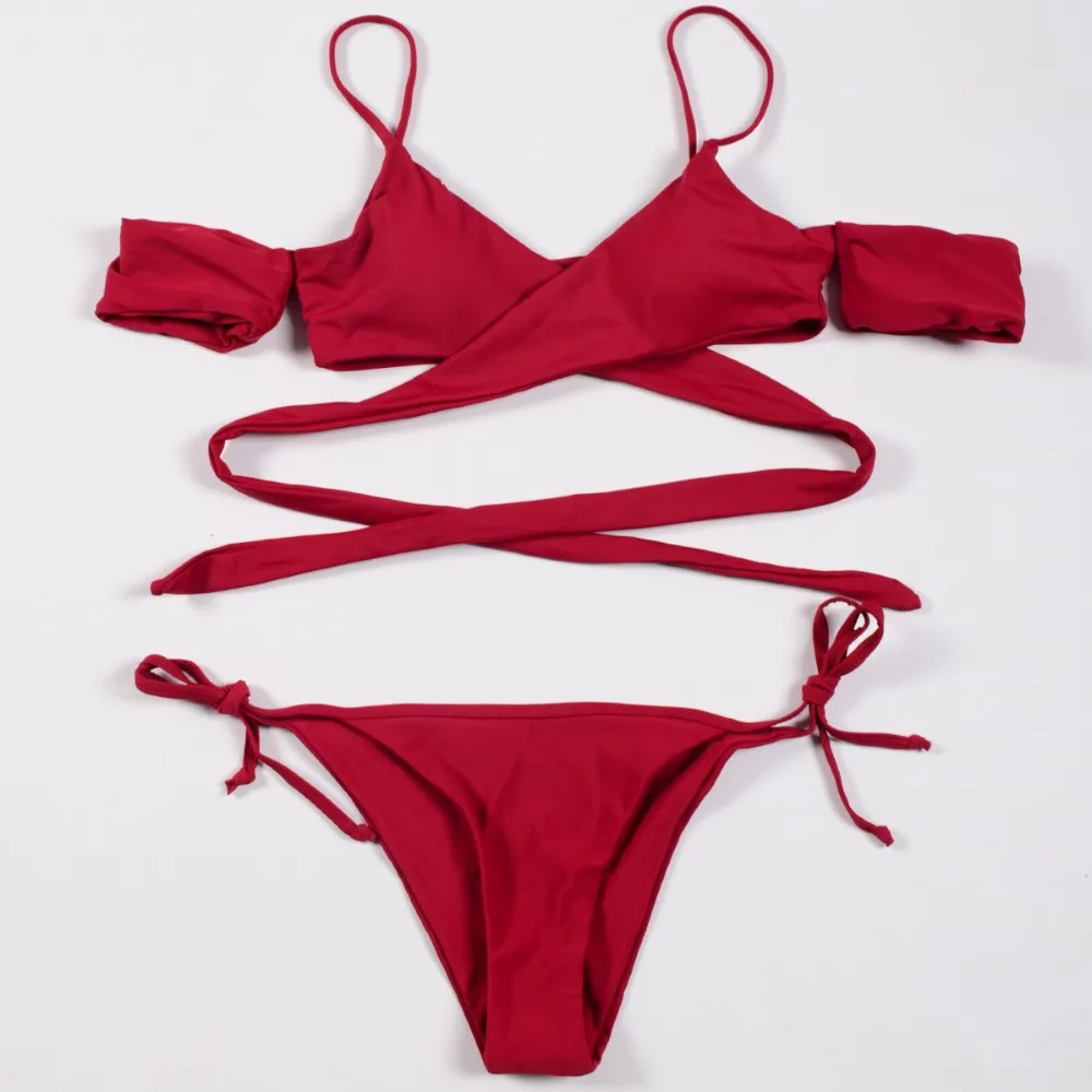 Whole Swimsuit Red Sexy Bikini Bandea Swimsuit Female Separate Bathing Suit Women Push Up Swimwear White Brazilian Bikini (9)