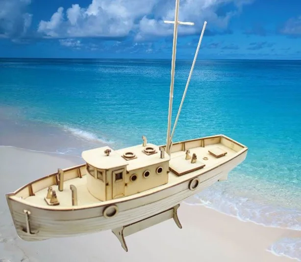 Wholesale 130 Laser cut Wooden sailboat model kit NXOS Fishing boat Ship Model Toy&Gift Free