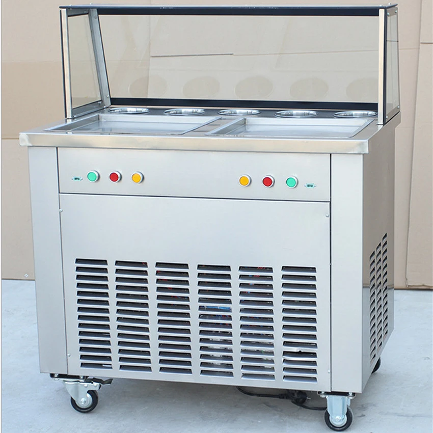 220 v Double pot Single pressure/Double pressure ice frying machine Double Pan Fried Ice Cream