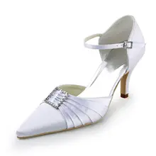 Zapatos De Boda satin spitz high heels pumps dame kristall plissee brautkleider abend brautschuhe weiß elfenbein RR-087 YY