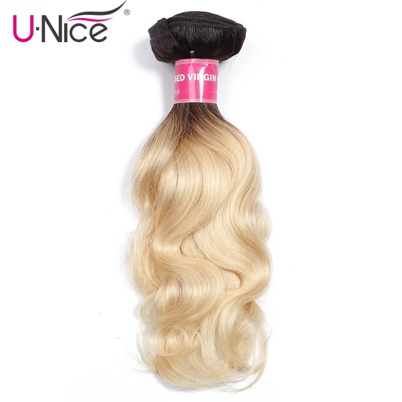 

Unice Hair 1B/613 Ombre Brazilian Hair Weave Bundles 10-20 Inch 1 PC Body Wave 2 Tone Black Blonde 100% Remy Human Hair Weft