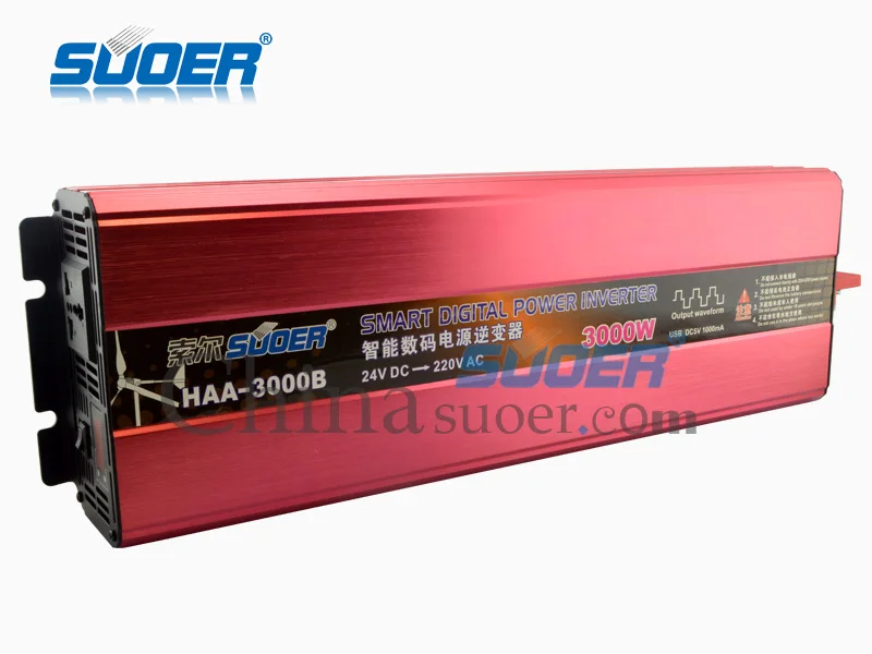 Suoer【модифицированный синусоидальный инвертор 3000w 24v DC 220v AC инвертор питания(HAA-3000B