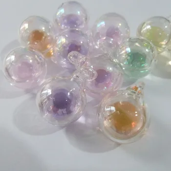 

New 20mm round glass globe soap bubble bottle colorful liquid beads in vial wishing vial pendant charms-50pcs/lot