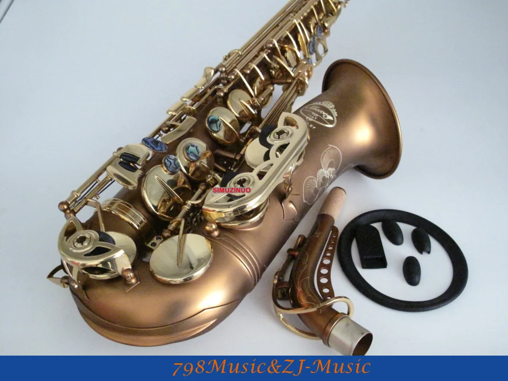 Матовые кофейные и золотые лаковые клавиши альт саксофон Sax High F # Abalone ключ с
