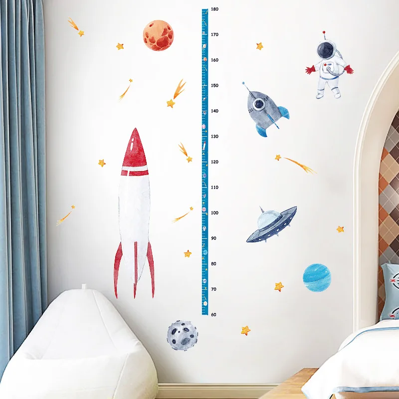 

Space Rocket Height Sticker Children's Room Kindergarten Classroom Decoration Background Wall Kids Wall Sticker
