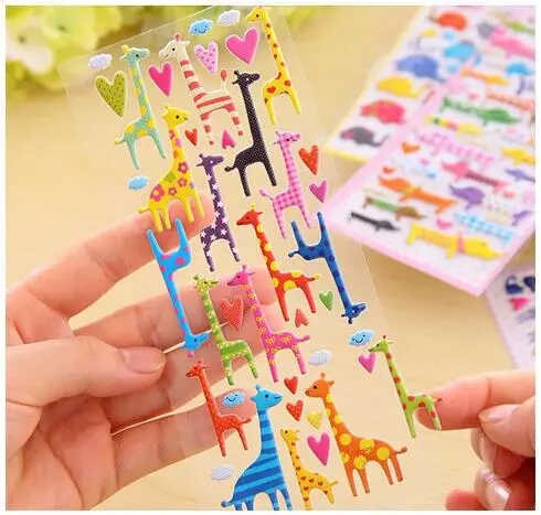 

1pcs/Lot elephant cat dog giraffe 3D sticker/ Cartoon PVC animal Decoration label Multifunction DIY stickers / Sign post