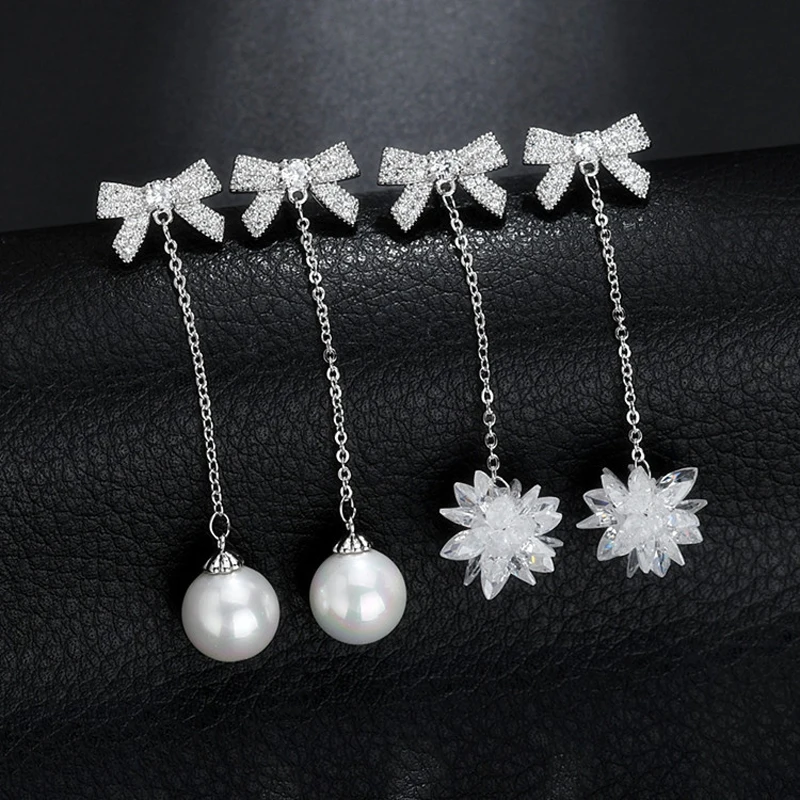 IDESTINY 11.11 Sale New Shiny Flower Charm Bowknot Design Fashion Earrings for Women 2018 Wedding Party Bijoux Jewelery Gift | Украшения и