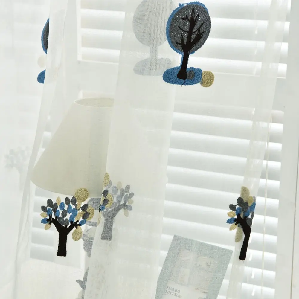 Árboles de dibujos animados cortinas para dormitorio algodón bordado toalla encanto lindo niños niñas ventana Cortina cortinas WP192C Árboles de dibujos animados cortinas para dormitorio algodón bordado toalla encanto lindo niños niñas ventana Cortina cortinas WP192C