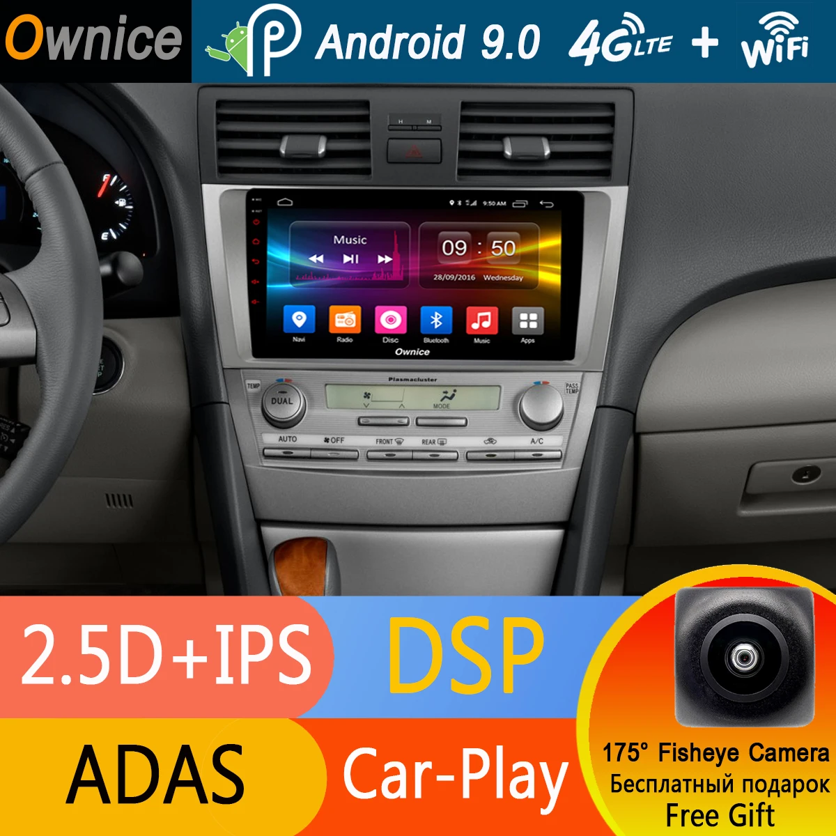 Top 8 Core 9" IPS Android 9.0 4G RAM+32G ROM Car DVD GPS Navigation  Player For Toyota Camry 2006-2011/2013 radio Stereo DSP CarPlay 1 Top 8 Core 9" IPS Android 9.0 4G RAM+32G ROM Car DVD GPS Navigation  Player For Toyota Camry 2006-2011/2013 radio Stereo DSP CarPlay 1