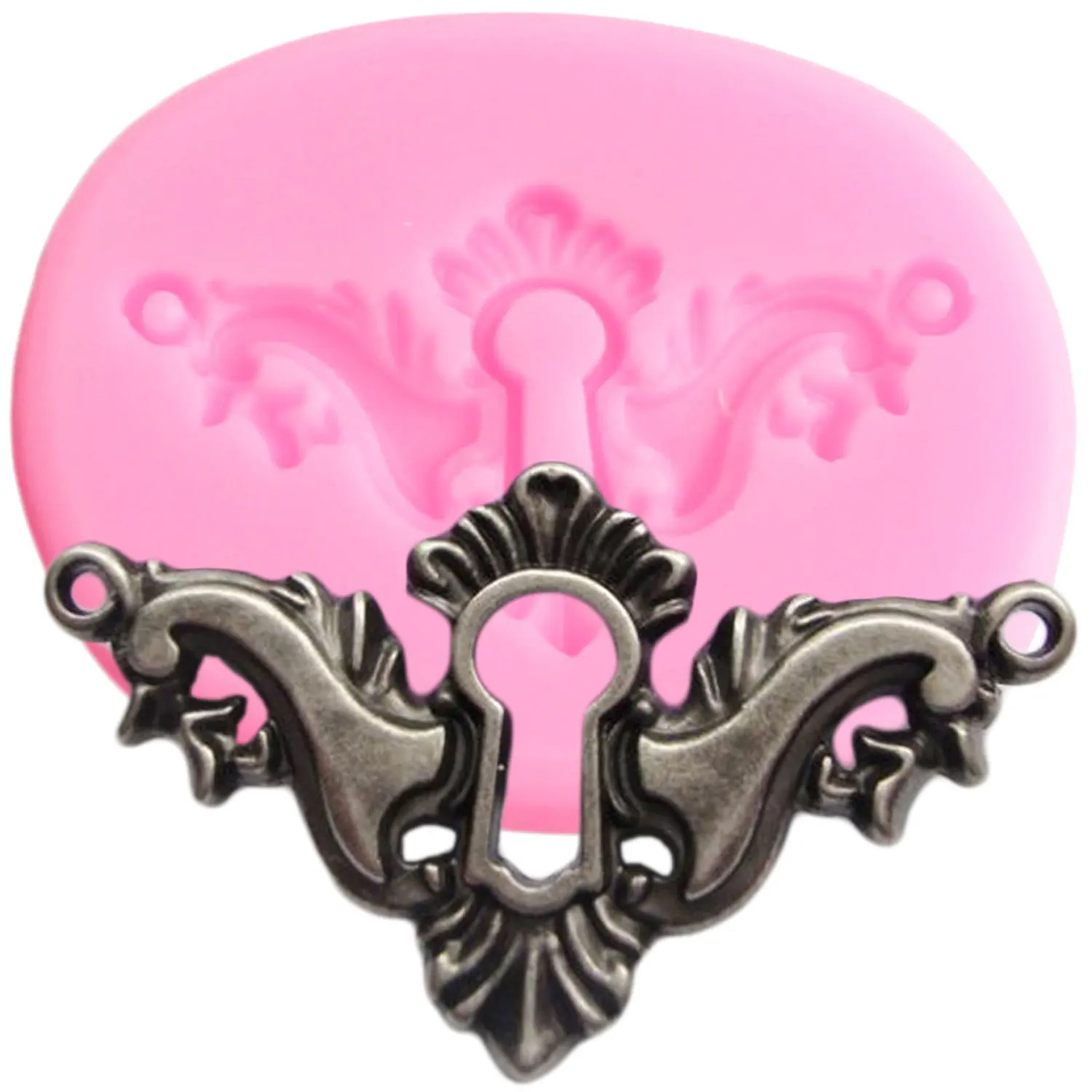 

3D Vintage Lock Plate Silicone Mold Key Hole Cupcake Topper Fondant Cake Decorating Polymer Clay Candy Chocolate Gumpaste Moulds