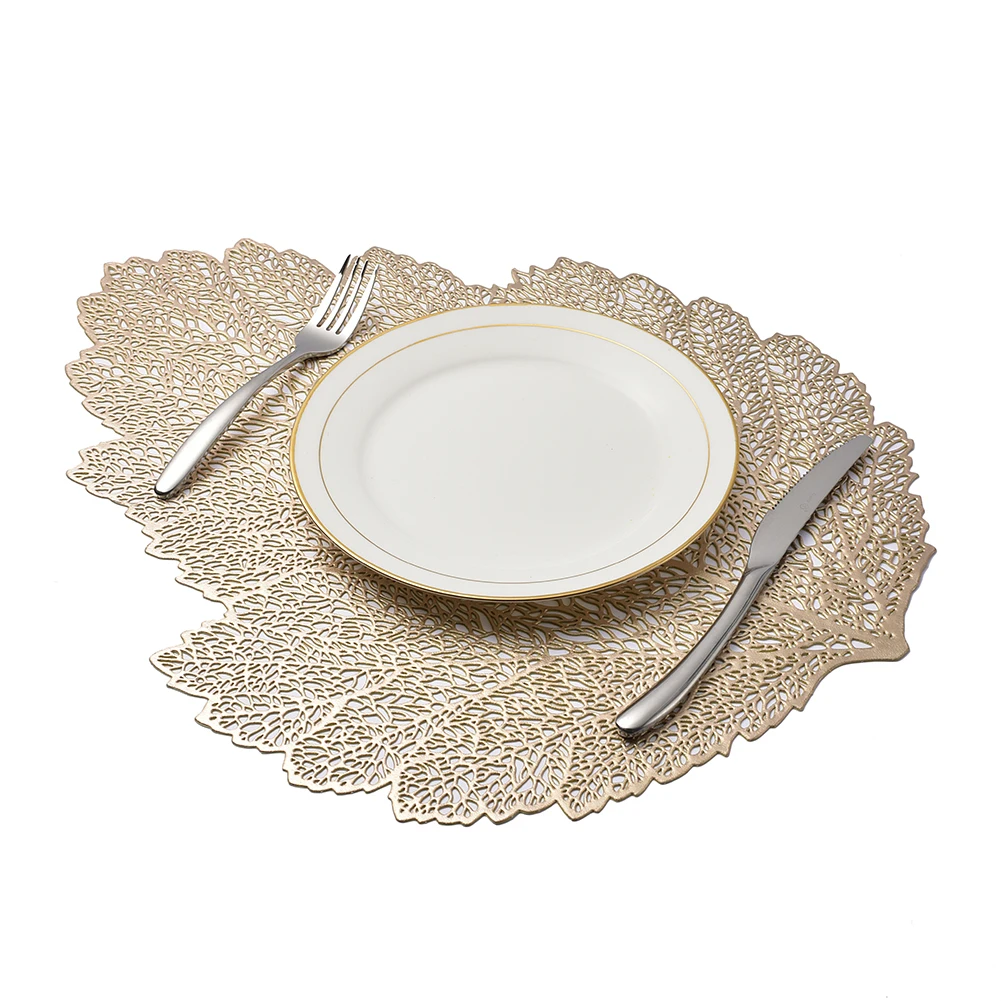 

Placemat Table Mat Simulation Plant Leaf PVC Decorative Table Pad Coasters Home Office desktop cup Decoration Restaurant coaster