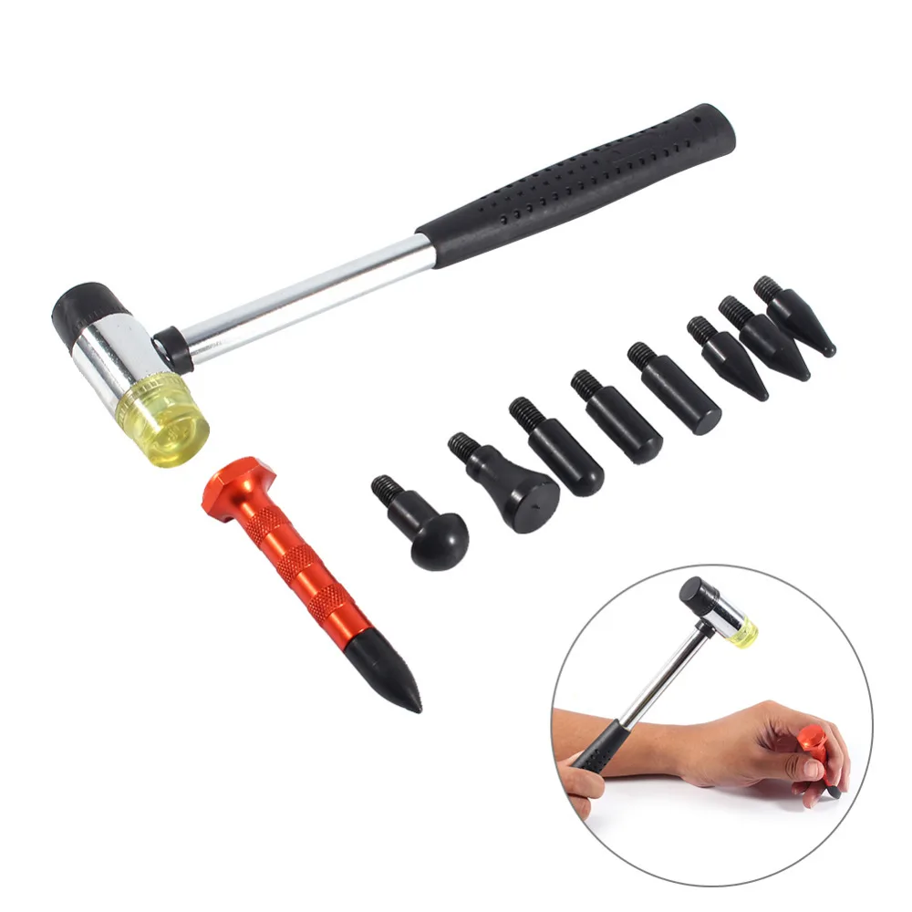 PDR font b Tools b font Dent Removal Ding Hammer 9 Heads Set Tap Down Pen