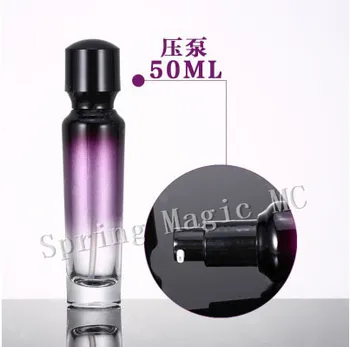 

50Pcs 50ML Empty Cosmetic Bottles Gradient Purple Face Cream Container Portable Travel Box for Skin Care Lotion With Press pump