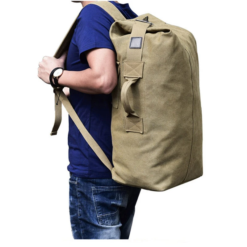 Multifunctional Military Tactical Canvas Backpack Men Male Big Army Bucket Bag Outdoor Sports ...