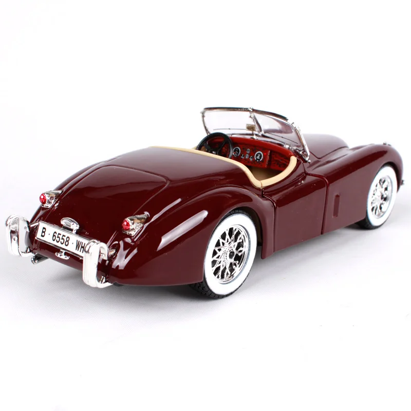 Автомобиль bbulago 1:24 Jaguar xk120 roadster красное вино литье под давлением 185*66*53 мм