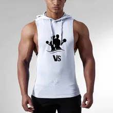 Летние быстросохнущие мужские s рубашки для бега мужские тренажерные залы Фитнес Майка на бретельках мужские спортивные однотонные штаны для бега бодибилдинга жилет с капюшоном XXL