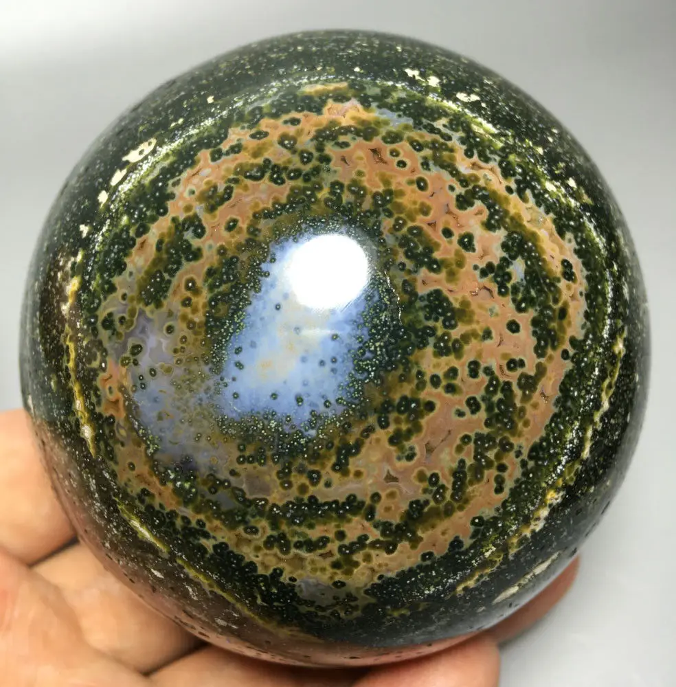 

810g Raw NATURAL OCEAN JASPER QUARTZ Geode CRYSTAL sphere ball HEALING fengshui