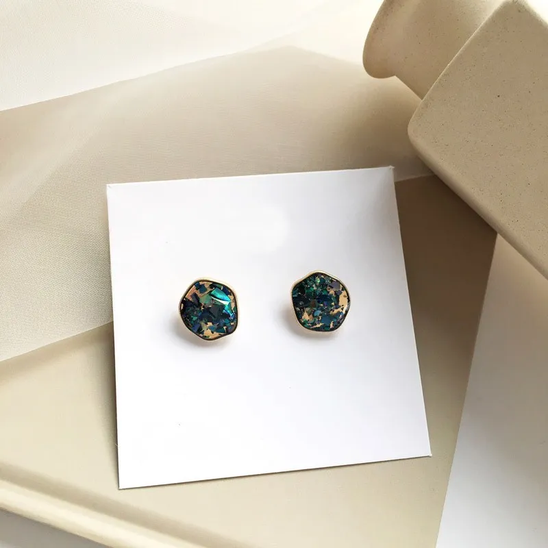 2019 Новое поступление девушки Винтаж Зеленый Белый серьга гвоздик Модные Простые