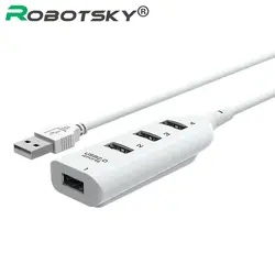 Robotsky 4 Порты и разъёмы USB HUB высокая Скорость USB2.0 сплиттер кабель удлинитель USB для настольного компьютера Тетрадь ноутбука