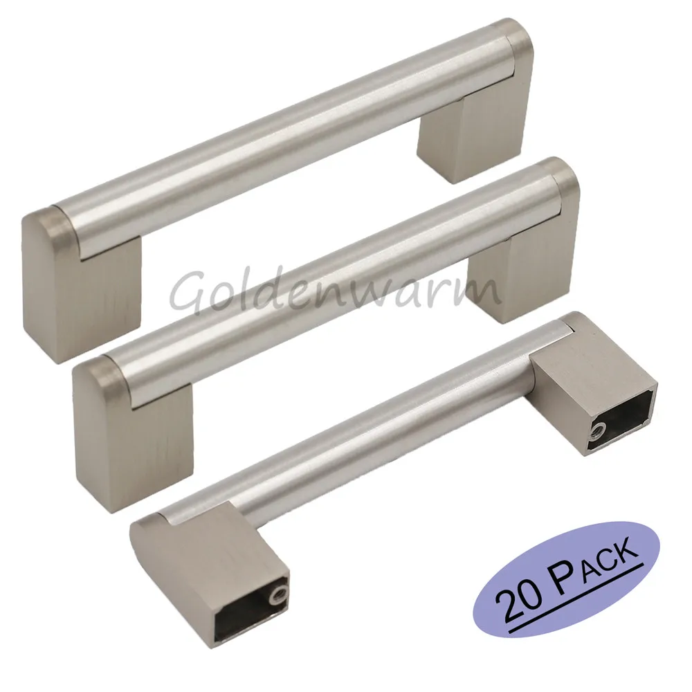 Cabinet Drawer Handles Brushed Nickel Goldenwarm Stainless Steel