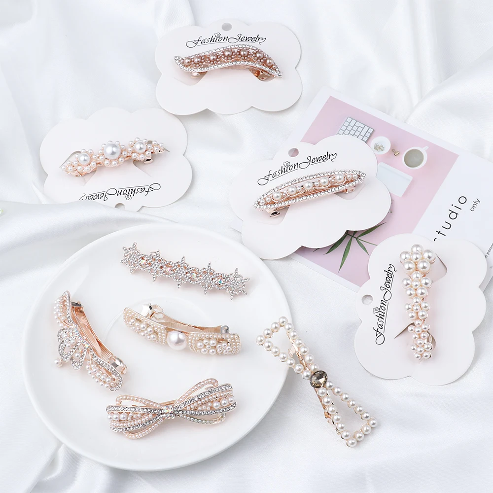 

1pcs Fashion Women Imitation Pearl Hair Clips Hairpins Handmade Braided White Pearl Metal Hairgrip Hair Accessories Hairpins