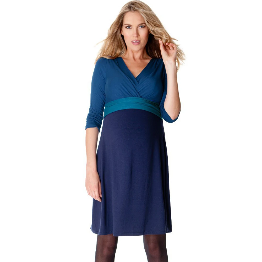 Buy 3/4 Sleeved Front V neck Knee Length Temperament