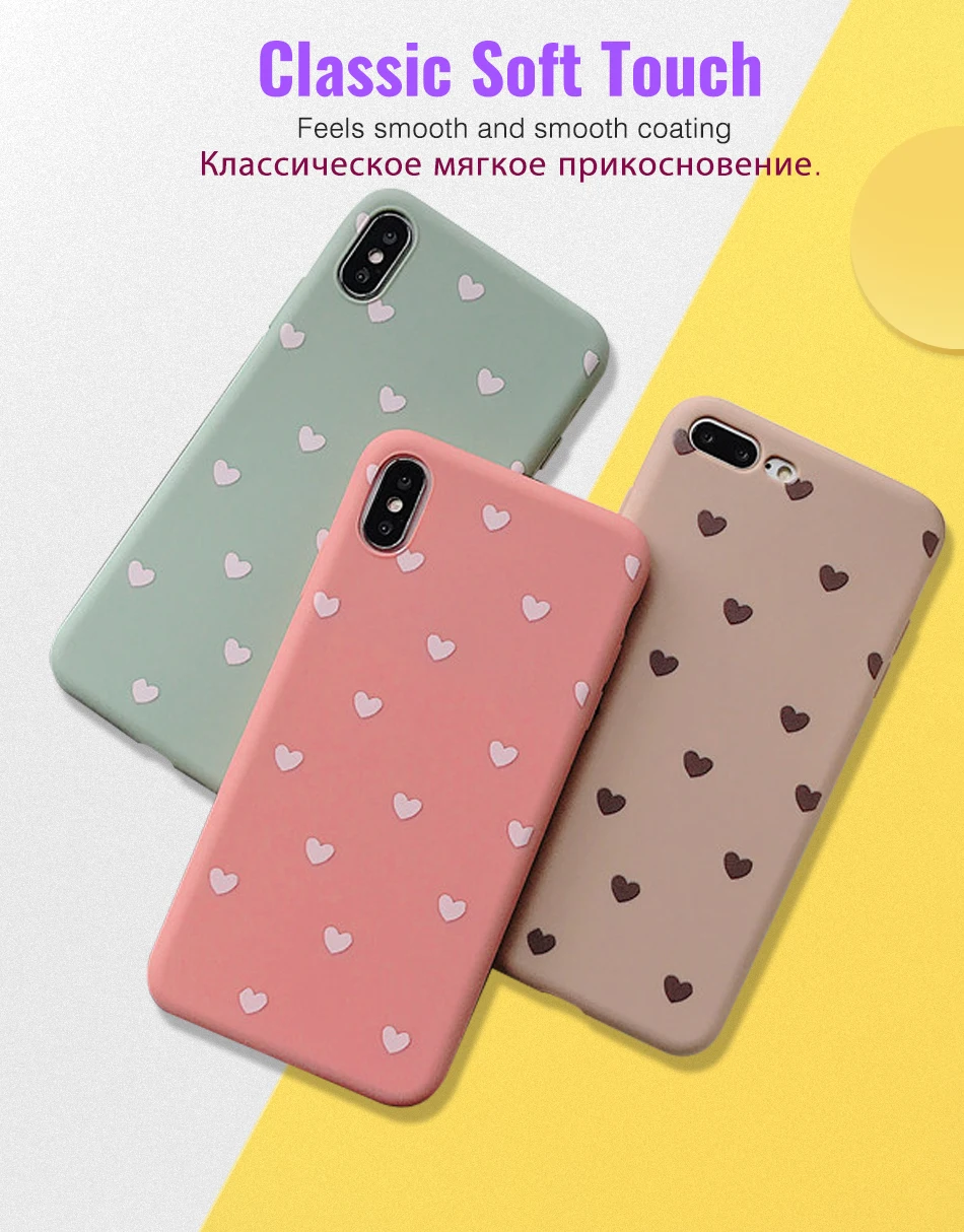 Fashion Sweet Heart Phone Case For iphone XR XS Max Simple Cute Love Heart Soft TPU Case Cover For iPhone XS Max XR 6 7 8 Plus