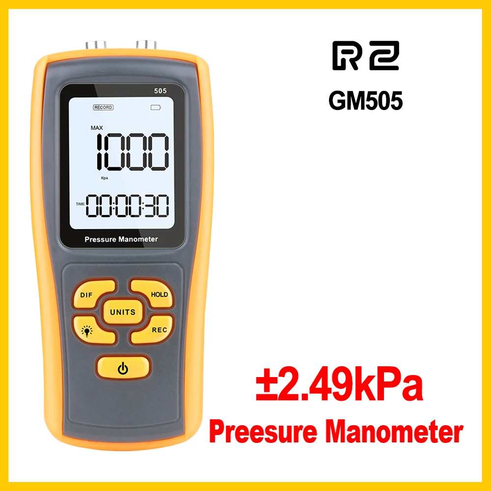 RZ High Precision Handheld Digital Pressure Meter Manometer LCD Display