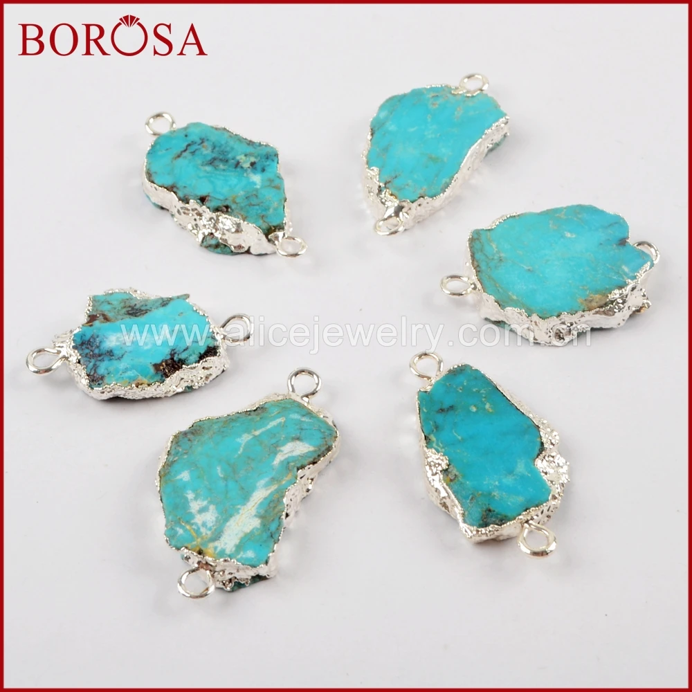 BOROSA 5 шт. новинка серебро Бесплатная форма 100% натуральная бирюза соединитель