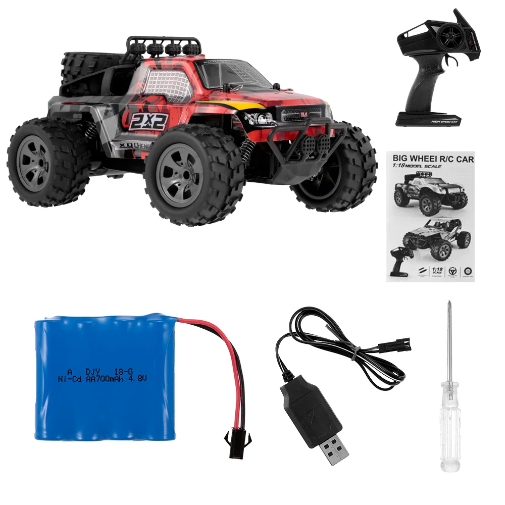 Радиоуправляемая машина 2,4G 1:18 2WD Bigfoot 4WD большое колесо 1/18 RC гоночный автомобиль внедорожный Багги пикап Внедорожник игрушки дистанционного управления