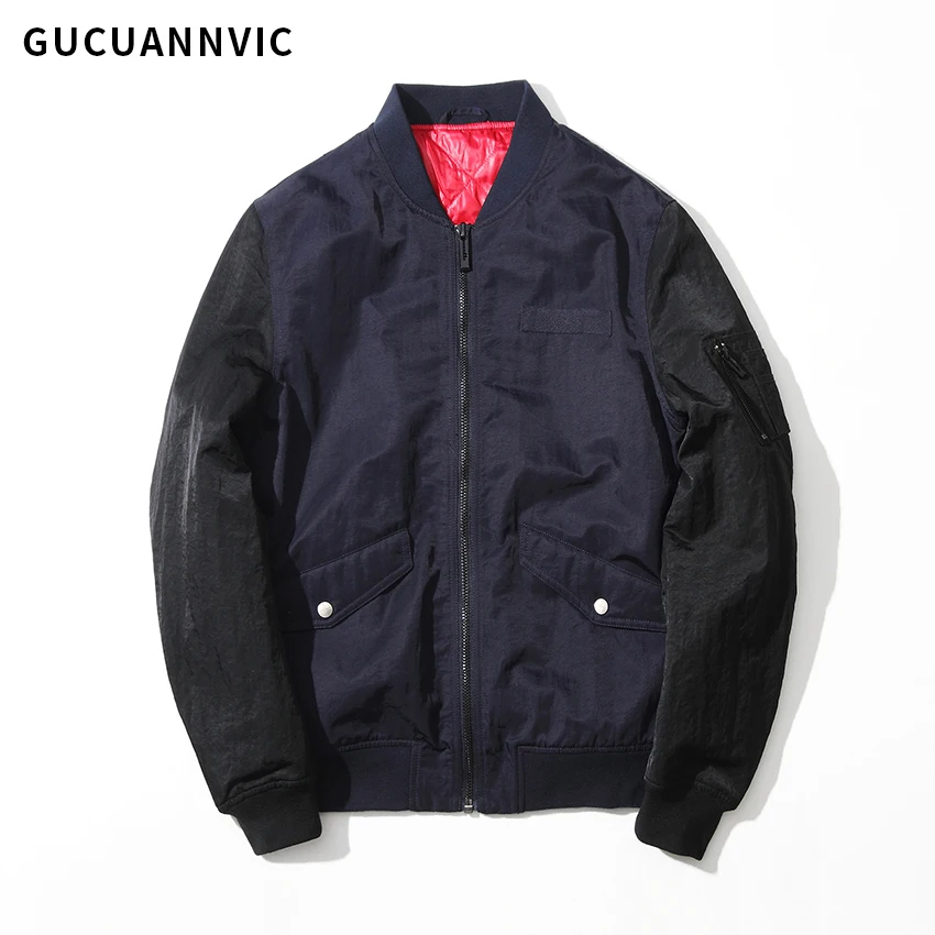 Simple fashion bomber jacket men hip pop stand collar zipper baseball