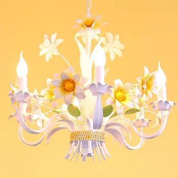 

European style living room garden style restaurant candle iron flower romantic children room pendant light
