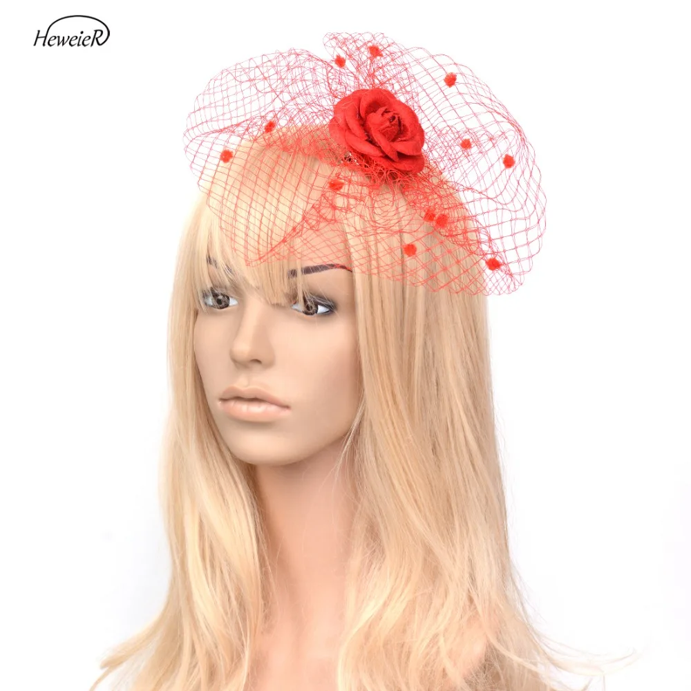 

Lady Women Girls Bride Birdcage Veil Flower Headwear Headdress Fascinators Hair Hoop Clips Races Party Brooch Hairpiece