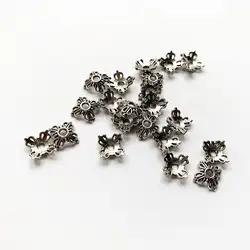 Тибетский серебряные бусины-разделители покрытие металлом цветок в форме шапочки для изготовления ювелирных изделий браслет