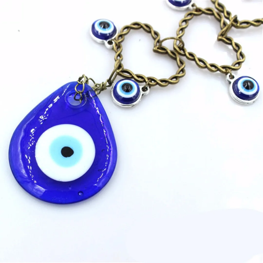 Fatima Hamsa Hand Amulet Turkish Evil Blue Eye Metal Ornament Protector  Glass Eye Charm Pendant Home Kabbalah Jewish Decor