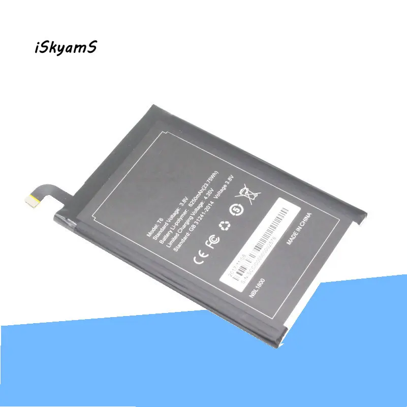

iSkyamS 1x 6250mAh T6 HT6 Replacement Li-Polymer Battery For Homtom HT6 & DOOGEE T6 T6 PRO Smart Mobile Cell Phone Battery