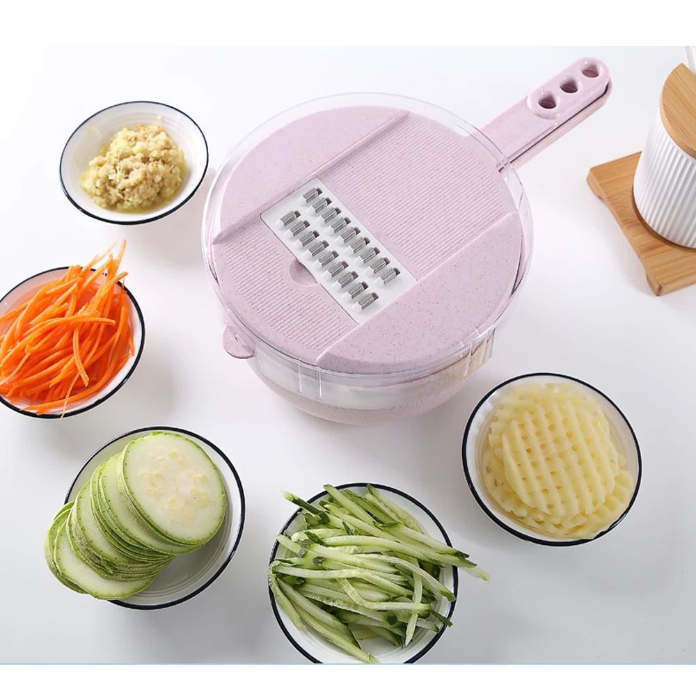 

Multifunction Vegetable Cutter Potato Peeler Carrot Onion Grater with Stainless Steel Vegetable Slicer 8 in 1 Kitchen Tools