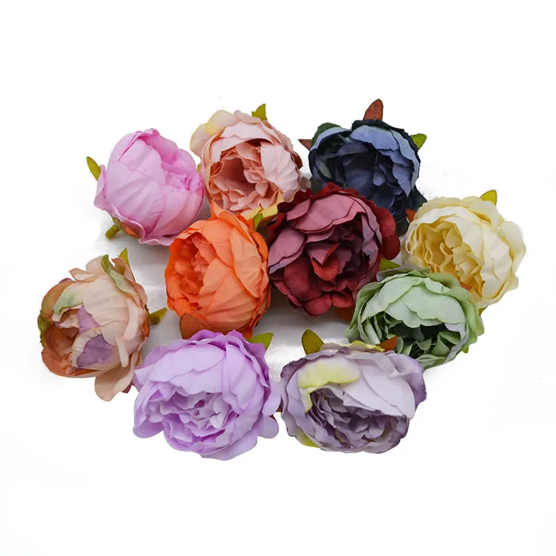 

10Pcs/lot Handmade Fabric Peony Flower Head All for Wedding Party Arrangement Artificial Craft Flower Head Wreath Accessories 8
