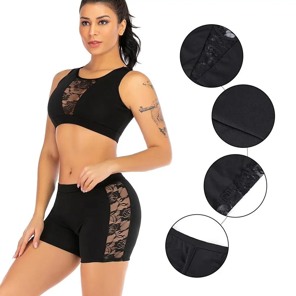

Lace Stitching Deep V - Neck Yoga Women's Sports Suit Yoga Pants Gym Clothing Yoga Set Tracksuit For Women