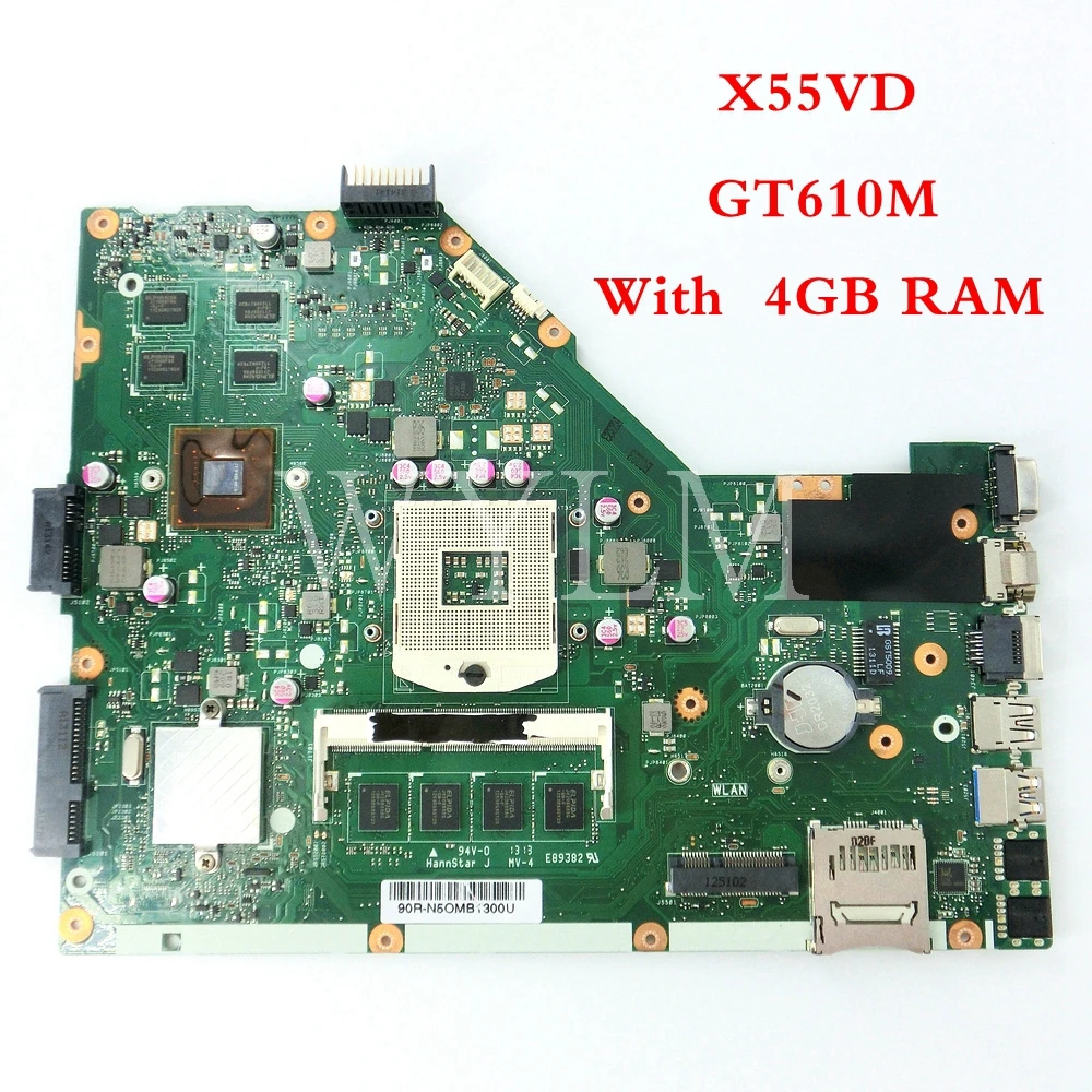 

X55VD 4GB memory With GT610M DDR3 mainboard For ASUS X55V X55VD Laptop motherboard 60-N5DMB1000-E05 100% Test free shipping