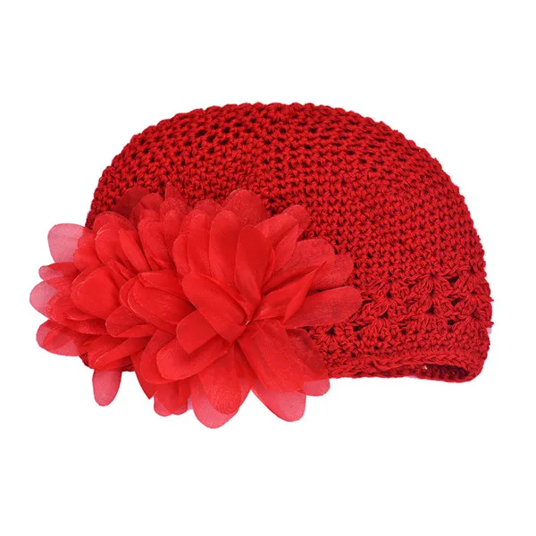 Г., Модная вязаная шапка с цветочным узором, 11 цветов, зима-осень, шапка для девочек, вязаная шапочка для малышей, новая милая детская шапочка - Цвет: Red