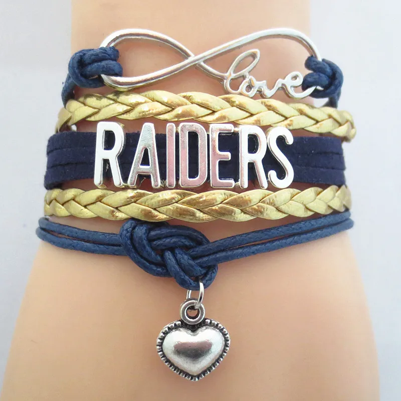 

Infinity Love RAIDERS Team Bracelet navy blue gold Sports friendship bracelets B09184