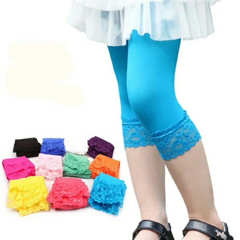 Girl leggings summer stretch Kids Lace Leggings skinny capris Pants Candy color Velvet Leggings Girl Trousers Free Shipping cut and sew color block leggings