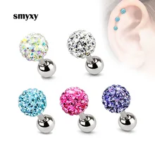 Женские серьги-гвоздики из нержавеющей стали в стиле панк с хрустальными шариками, Т-образные винтовые милые серьги-гвоздики, медицинская титановая сталь, ювелирные изделия Для Пирсинга Ушей