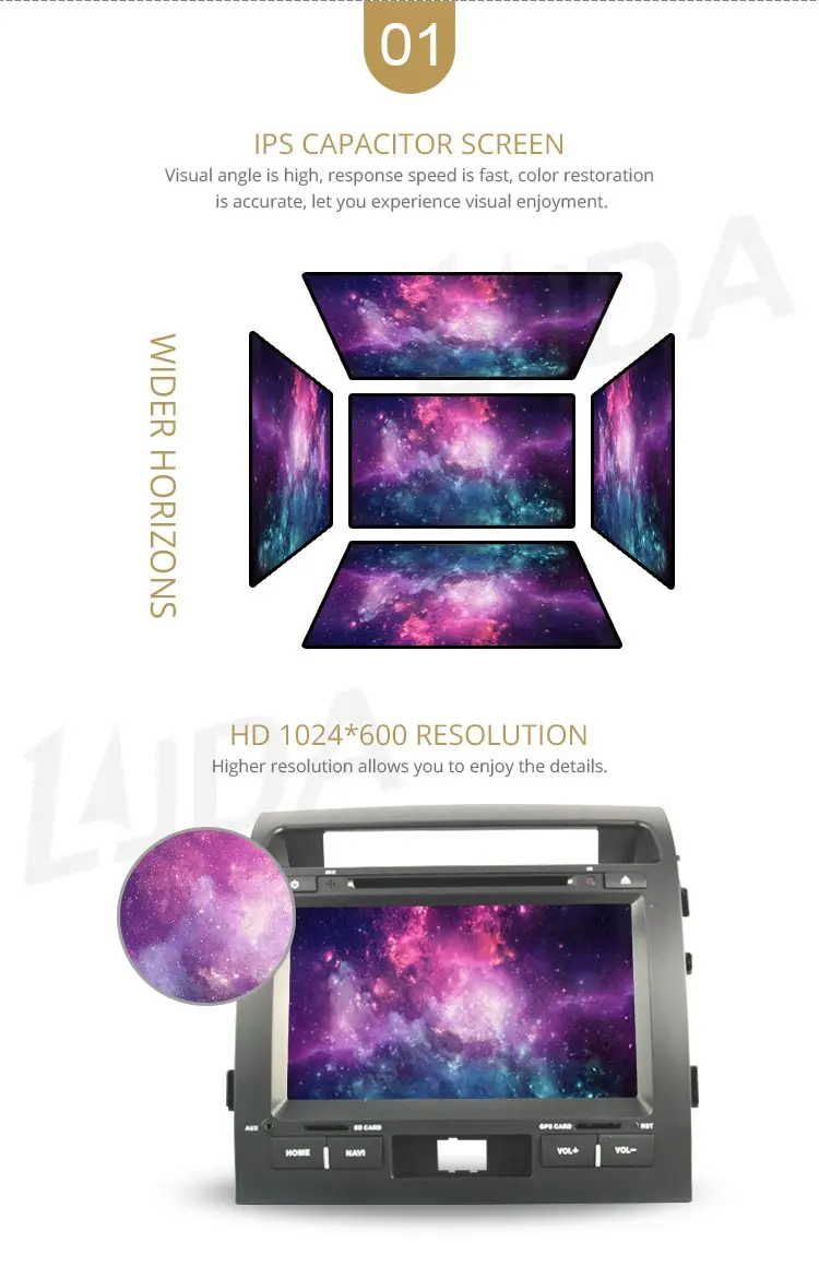 Sale LJDA 2 Din Android 9.1 Car DVD Player For Toyota LAND CRUISER  LC200 2008-2014 Wifi GPS Radio 2G+16G Quad Core Multimedia Stereo 3