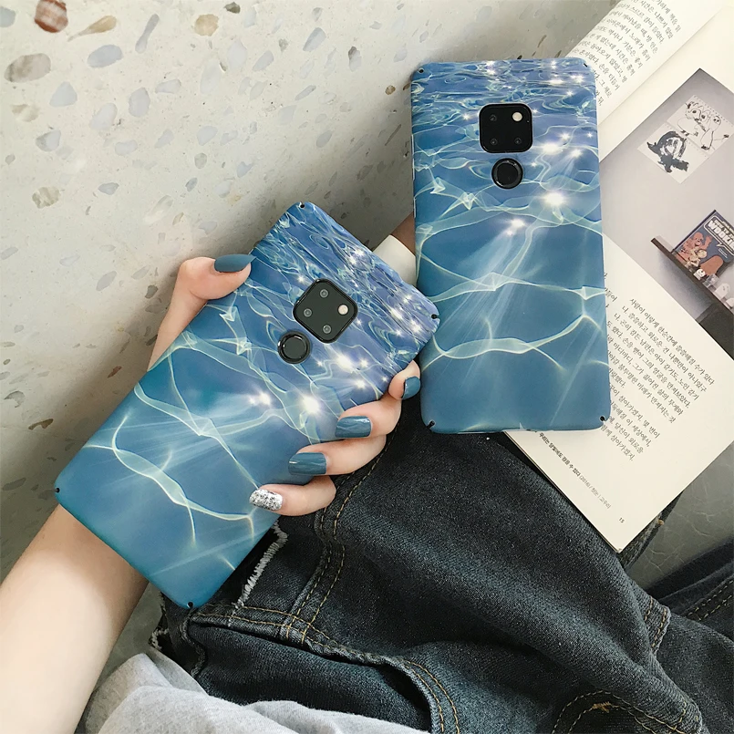Чехол для телефона с морским синим океаном huawei P20 P30 mate 20Pro Wave пляжная матовая