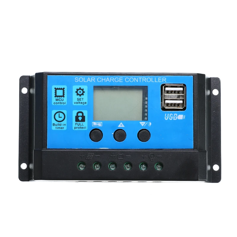 

30A 12V 24V Auto Solar Charge Controller PWM Controllers LCD Dual USB 5V Output Solar Panel Regulator